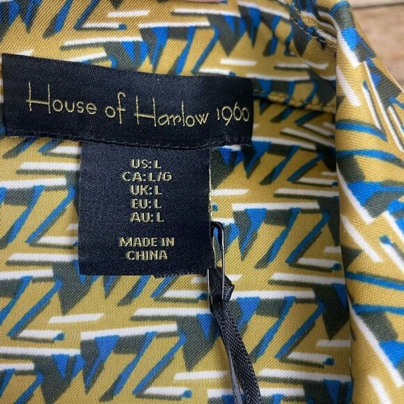House of Harlow 1960 Short Sleeve Button Down Blouse sz LG - Picture 7 of 8